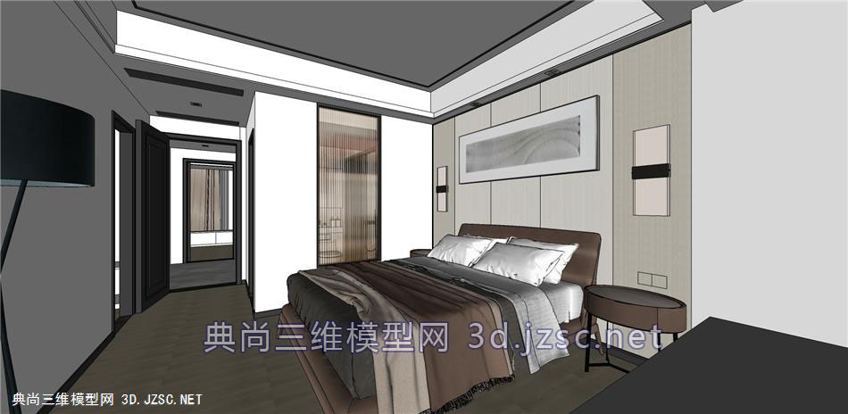 现代卧室及卫生间模型