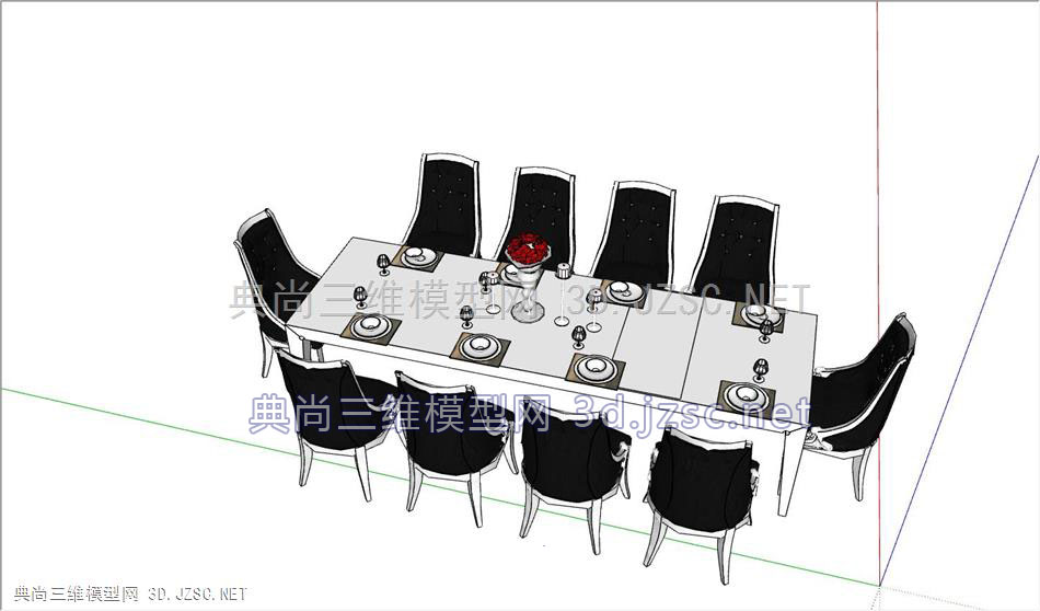欧式餐桌椅+十人座餐桌椅+餐具