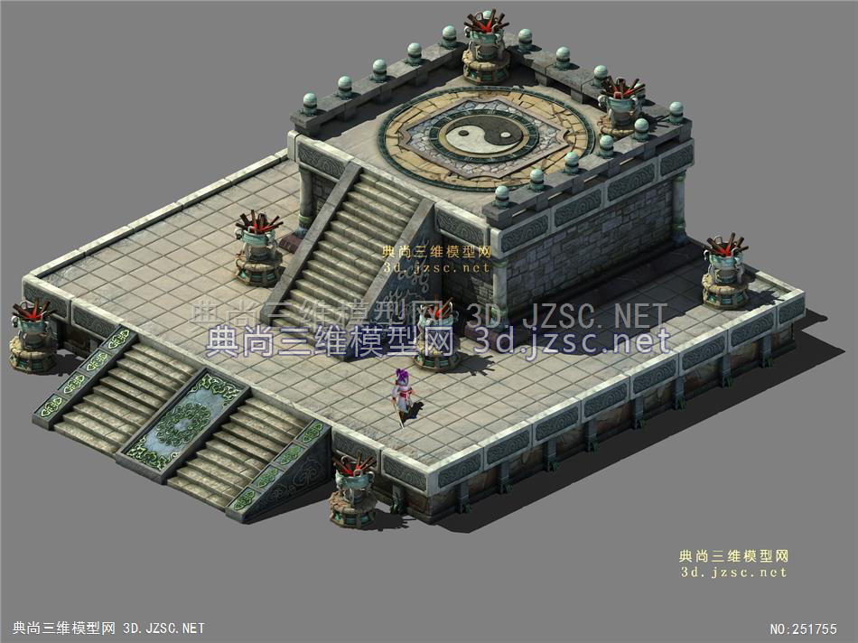 京城新规划-11 古建筑元素古代建筑古典元素 游戏模型3dmax模型