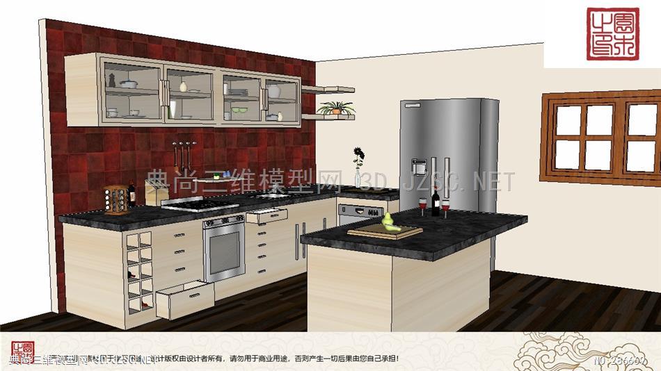 精品厨房整体模型丨壁橱组合家具丨现代中式欧式简约北欧丨厨房—— (108)