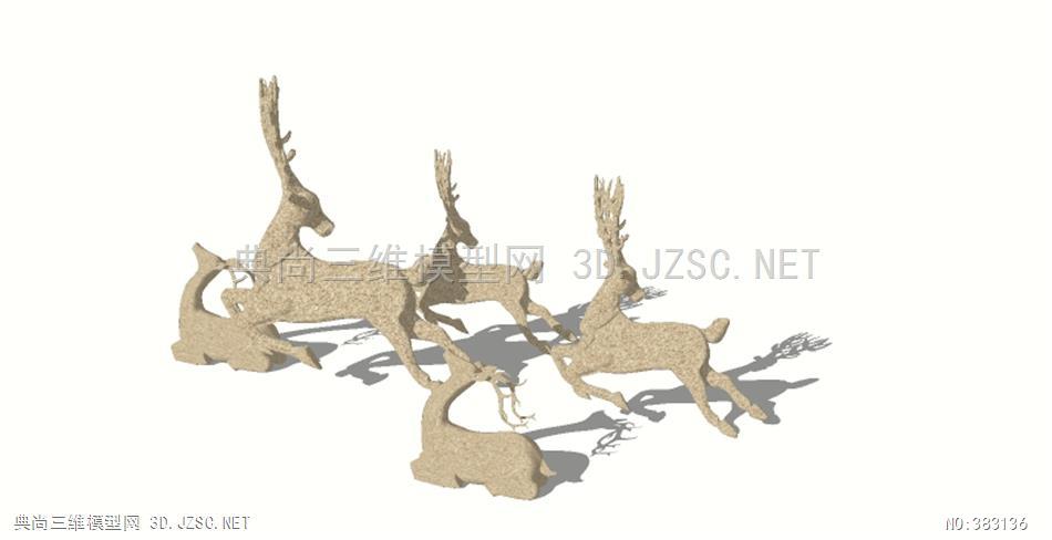 鹿群雕塑小品SU模型设计