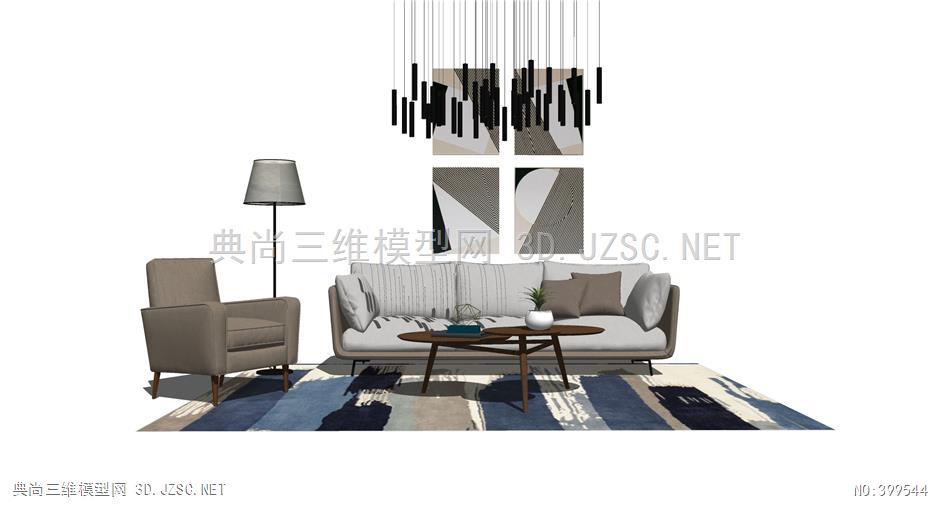 软装客厅沙发组合su模型(4)