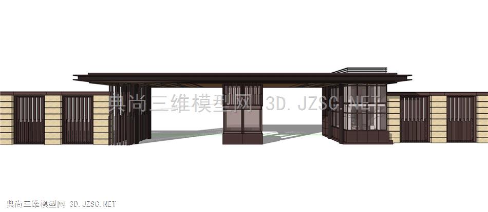 新中式大门、门卫房、围墙 (16)