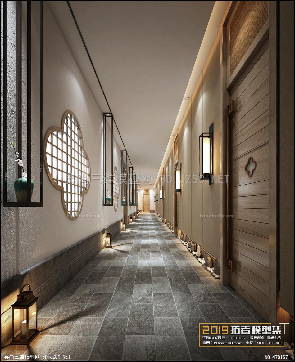 走廊电梯间模型013 室内3dmax模型 效果图模型 过道走廊模型