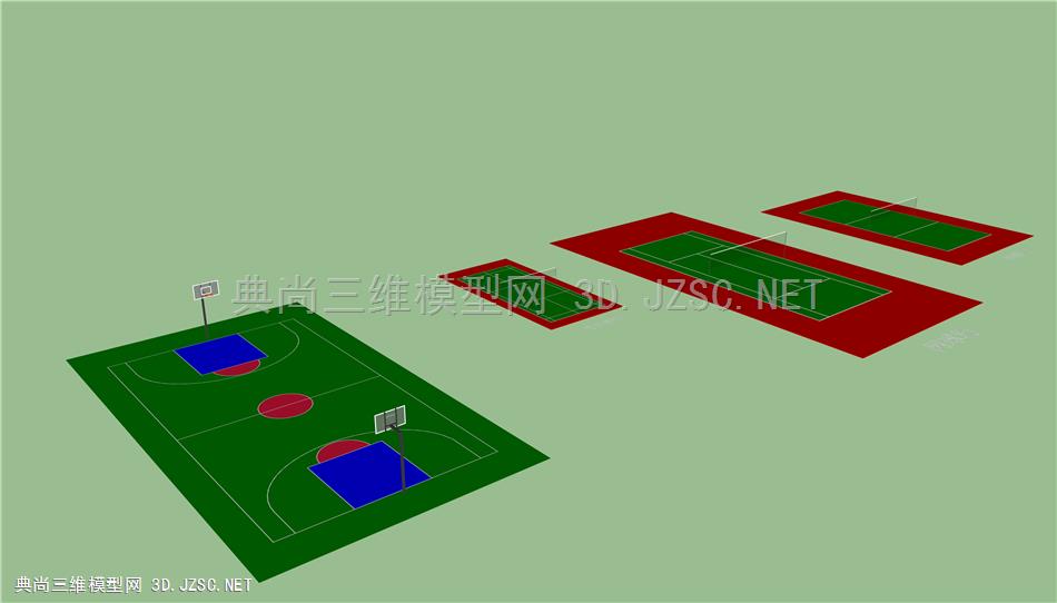 篮排羽毛网球场3D模型
