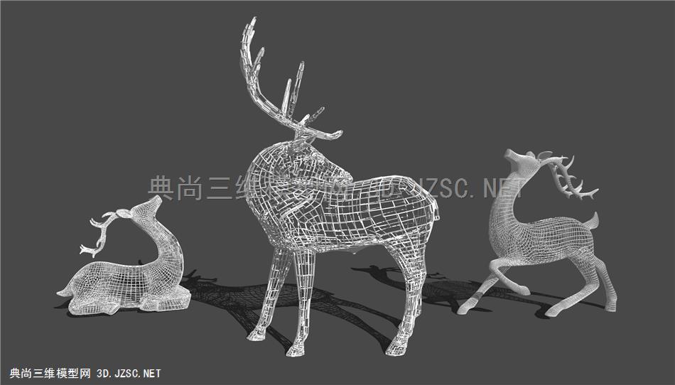 现代小鹿雕塑 小鹿艺术品摆件 原创