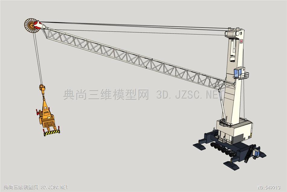 港口移动式起重机机械吊臂吊机塔吊su模型