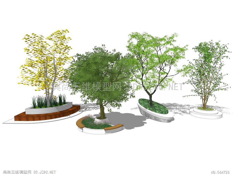 现代景观树池 种植池 su模型