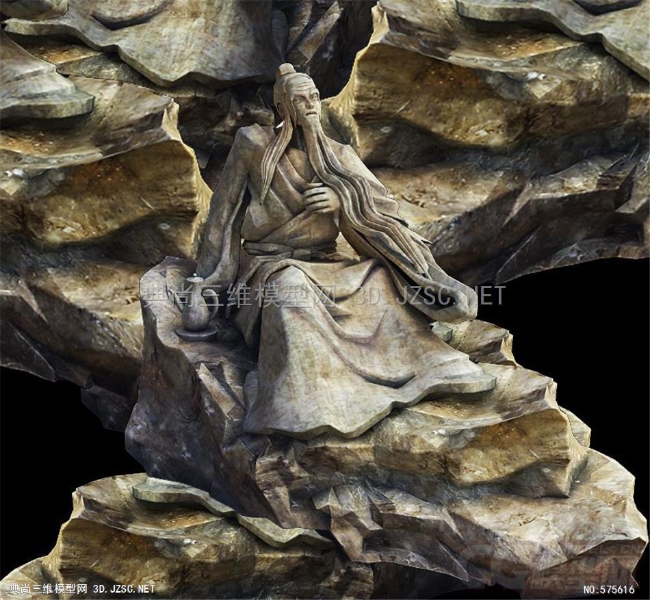 工艺品 雕像 建筑 自然/人文景观MAX：老道士石像 三维动画模型