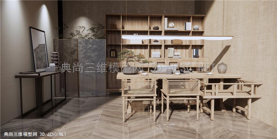 新中式茶室 茶桌茶台 茶室 摆件饰品 书柜屏风 原创