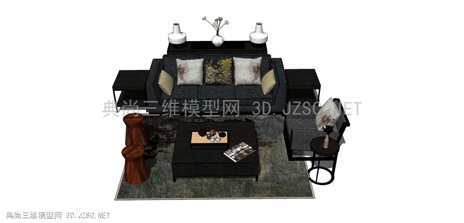 中式风格沙发茶几组合 中式沙发 台灯 茶几沙发 (12)