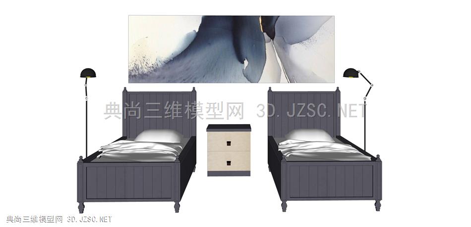 现代风格床 双人床 儿童床 床组合 落地灯  单人床组合