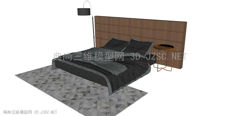卧室床组合15 现代风格双人床 单人床 床组合 枕头 床单 被子 台灯 床头柜