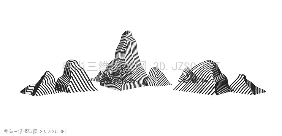 线条假山 (21)  现代假山水景 新中式假山水景 中式假山水景 抽象线条假山 景观小品 su模型