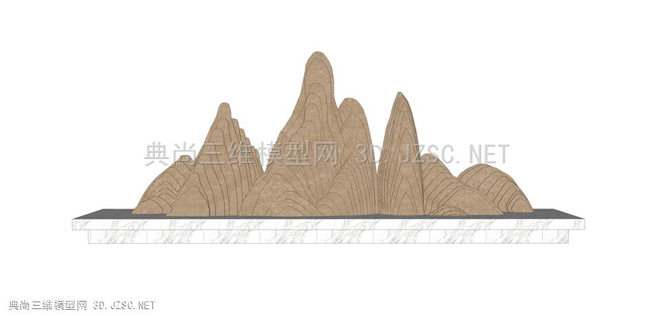 线条假山 (34)  现代假山水景 中式假山水景 抽象线条假山 景观小品 su模型
