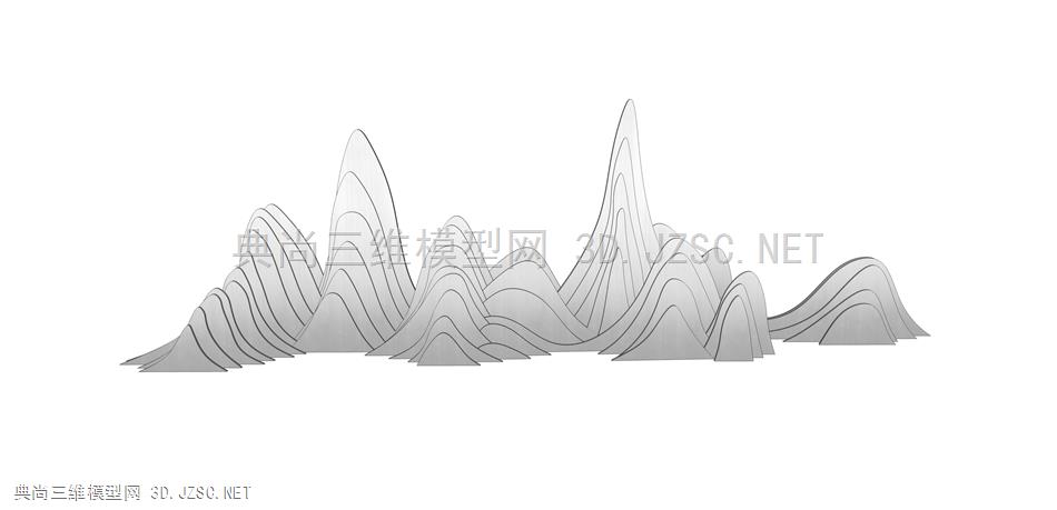 线条假山 (31) 现代假山水景 中式假山水景 抽象线条假山 景观小品 su模型