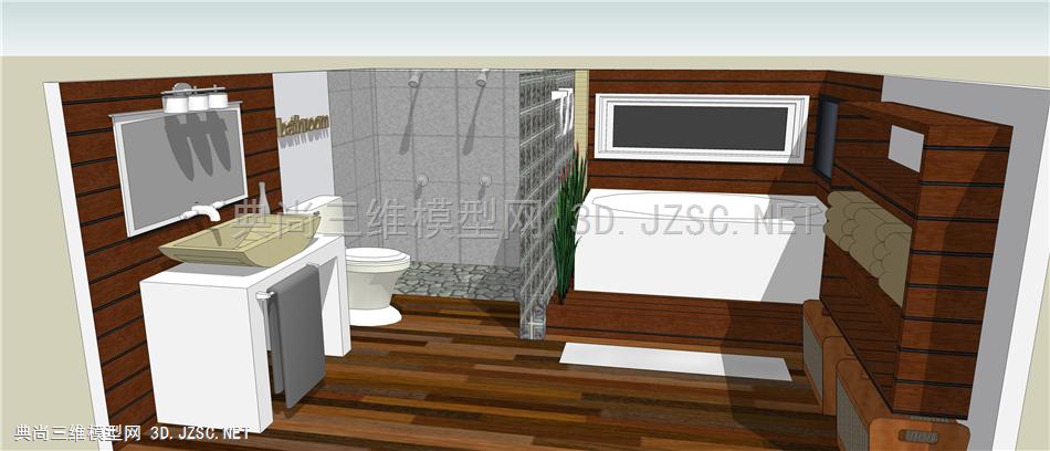 室内类-简易洗手间1-su模型下载