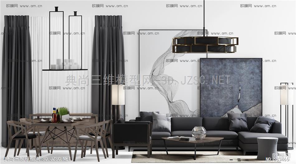 081HH素材 欧式中式现代美式风格室内软装搭配家具单体组合3d模型