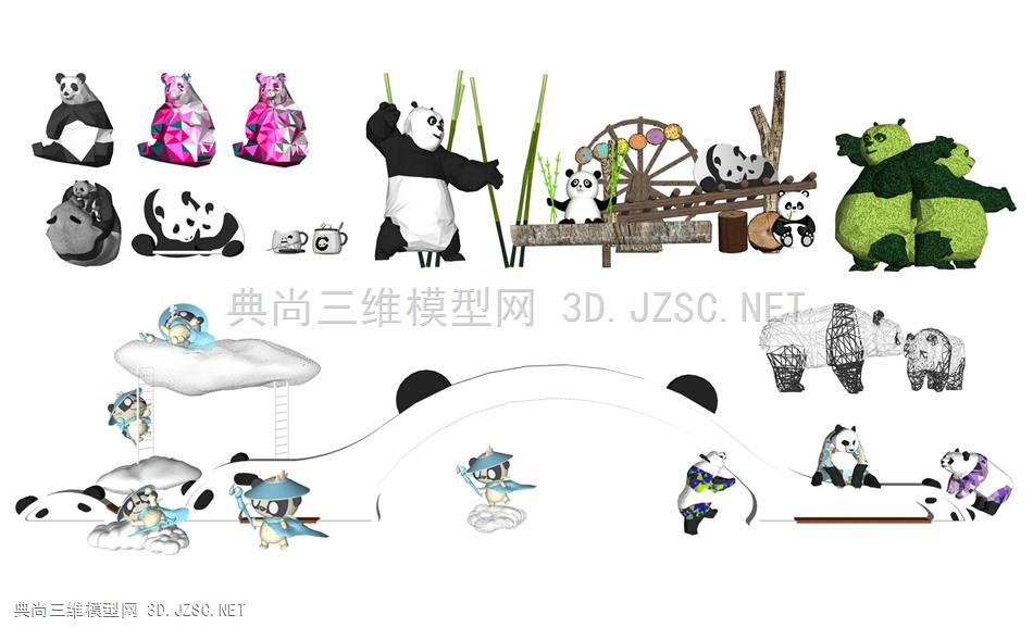 熊猫基地儿童乐园卡通IP文创雕塑小品