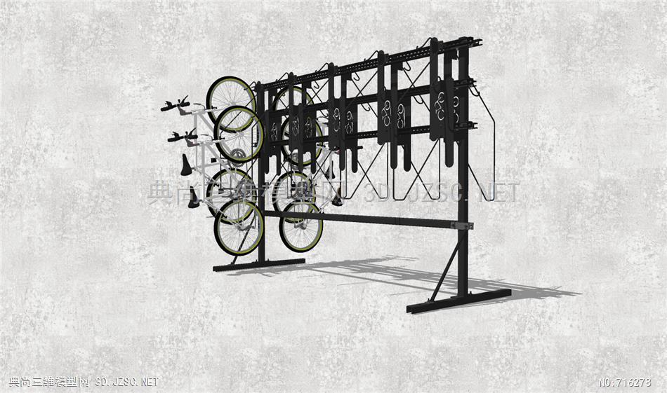 单车停车位小品城市道路公共设施自行车停车棚 (26)