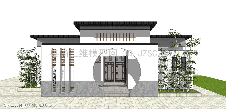 公共卫生间 (11  男女公共卫生间 中式风格卫生间 古建筑 中式小建筑 房子 公厕