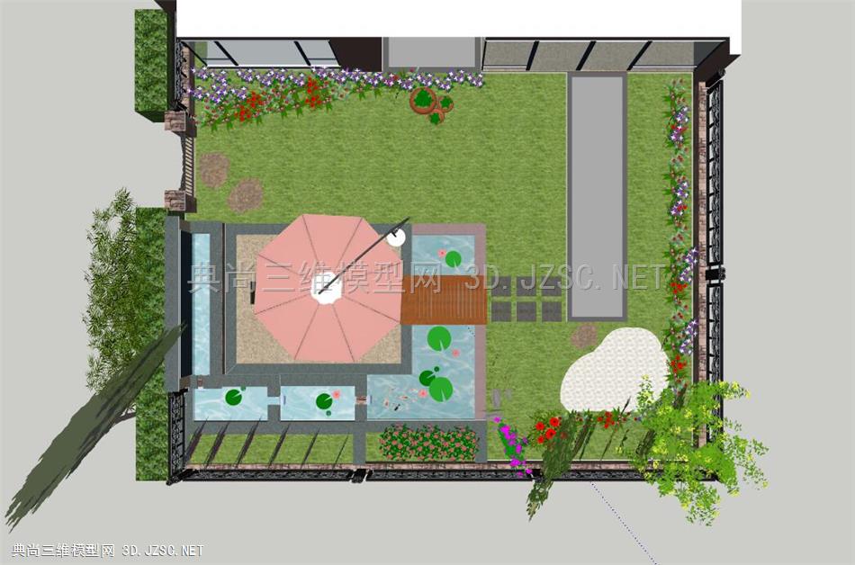 现代洋房庭院别墅花园屋顶空中花园办公区景观露台阳台场景系列（6)