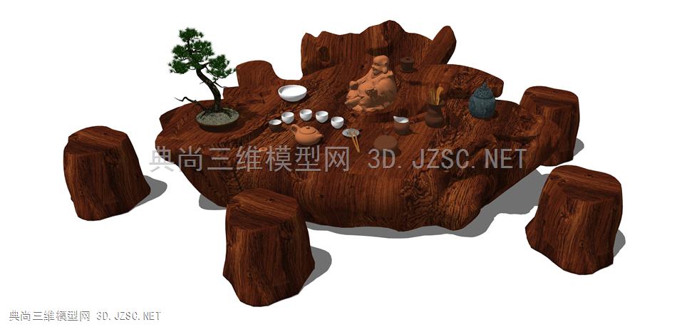 根雕茶桌茶台 (27) 茶几 中式茶台 树根桌子 树木座椅 木桌 木凳