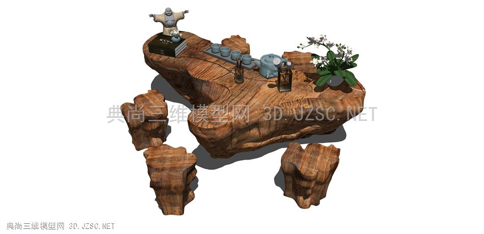 根雕茶桌茶台 (44) 茶几 中式茶台 树根桌子 树木座椅 木桌 木凳