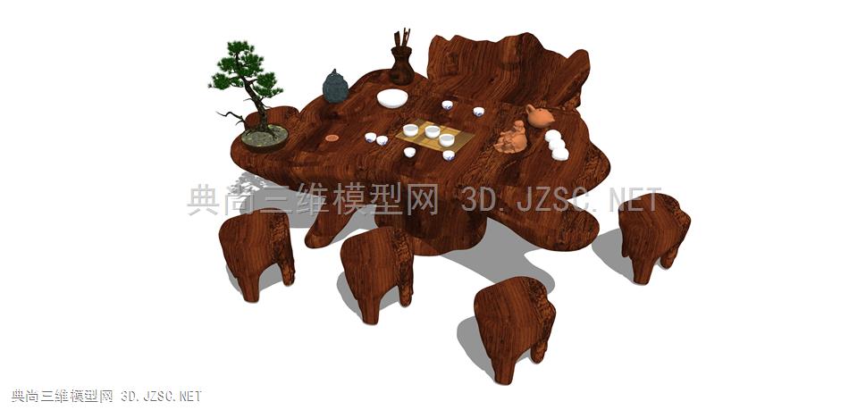 根雕茶桌茶台 (39) 茶几 中式茶台 树根桌子 树木座椅 木桌 木凳