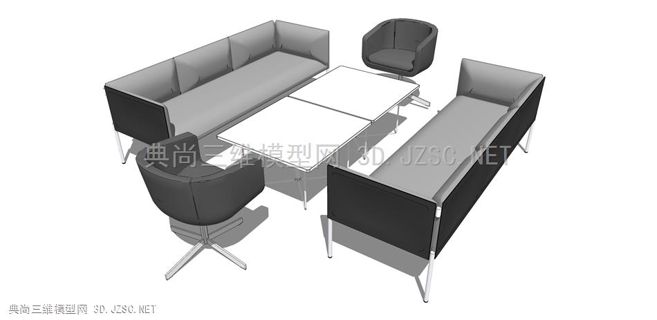 宜家风格现代办公休闲等候区沙发茶几休闲椅子组合