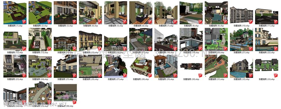 36个别墅庭院模型