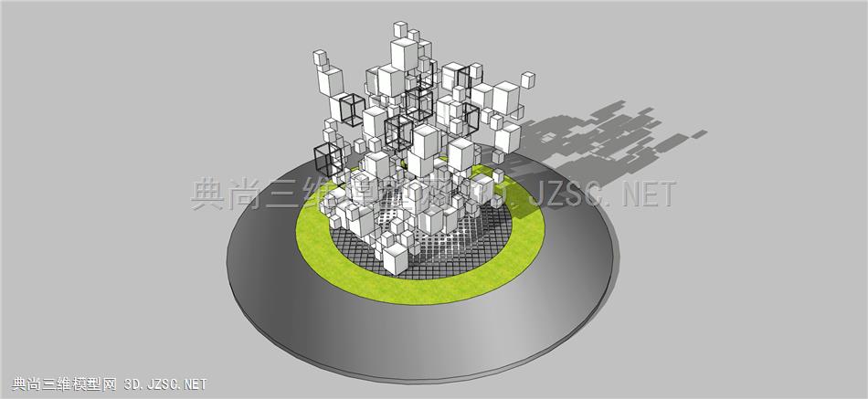 现代商业街抽象景观雕塑小品 科技矩阵方块