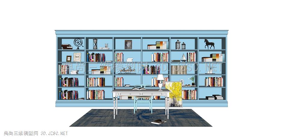 书房组合 (20 书柜 置物架 书桌 书房 办公室 办公桌 椅子  装饰架