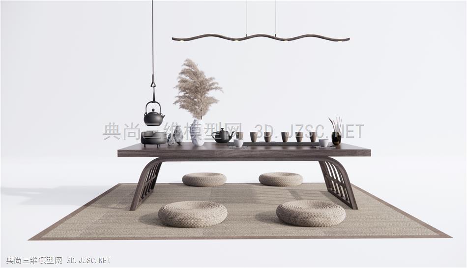 新中式茶桌椅 榻榻米茶台 蒲团坐垫