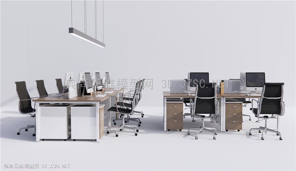 现代办公桌椅 办公桌 办公椅 电脑