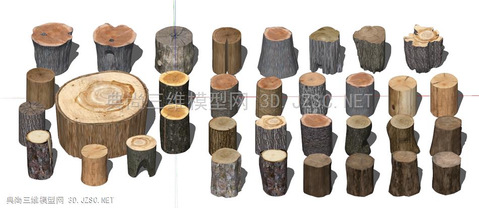 现代木头凳子树桩坐凳木桩-zz