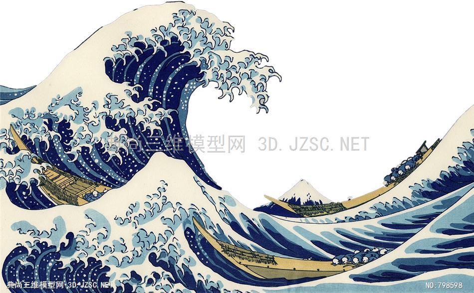 日式海浪壁画