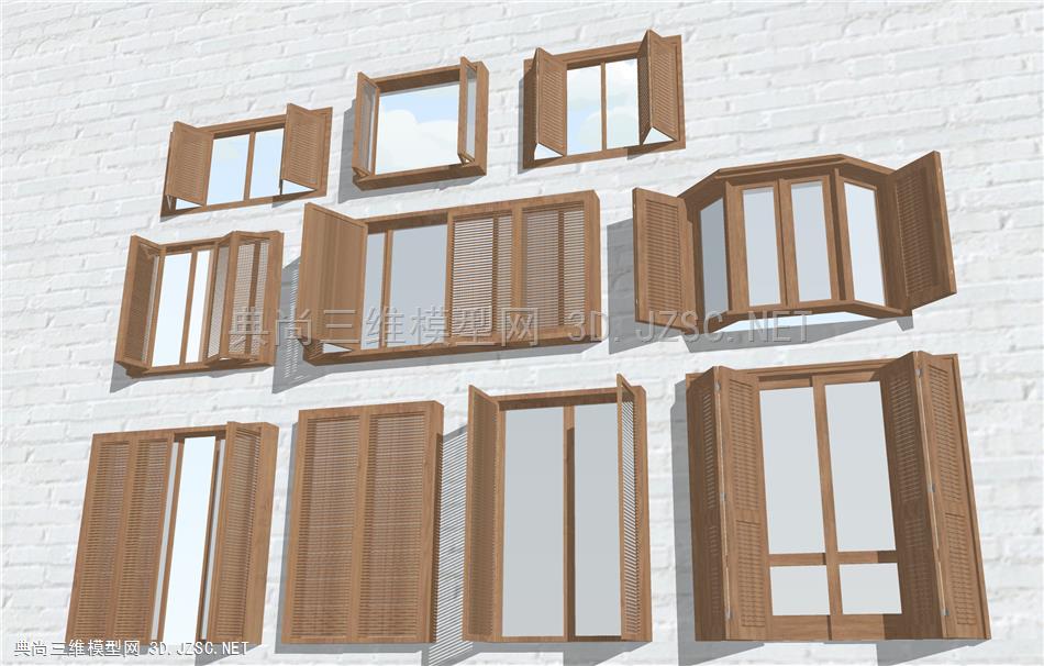 现代百叶窗折叠窗 推拉窗平开窗 窗户 