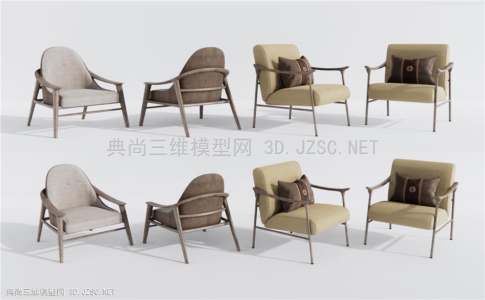 新中式休闲椅 单椅 (2)