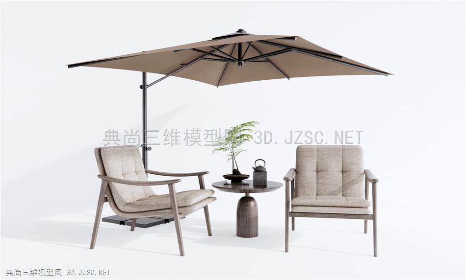 新中式户外椅 休闲桌椅 休闲椅 蕨类盆栽1