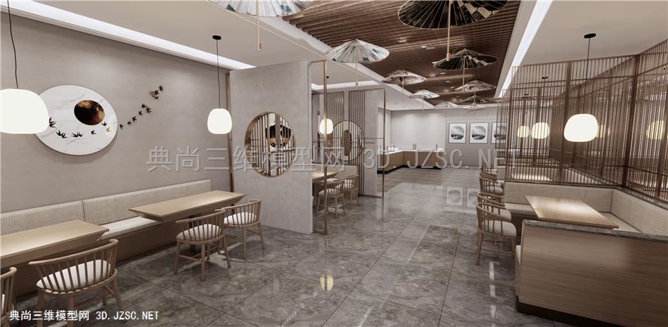 新中式中餐厅 餐饮空间 快餐店 餐桌椅1