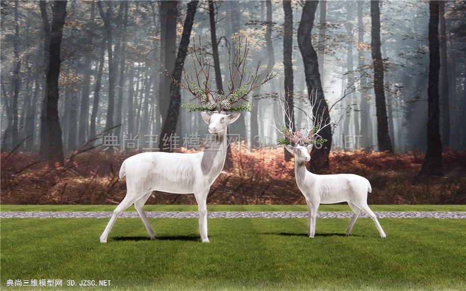 现代雕塑小品 麋鹿雕塑 公园雕塑1