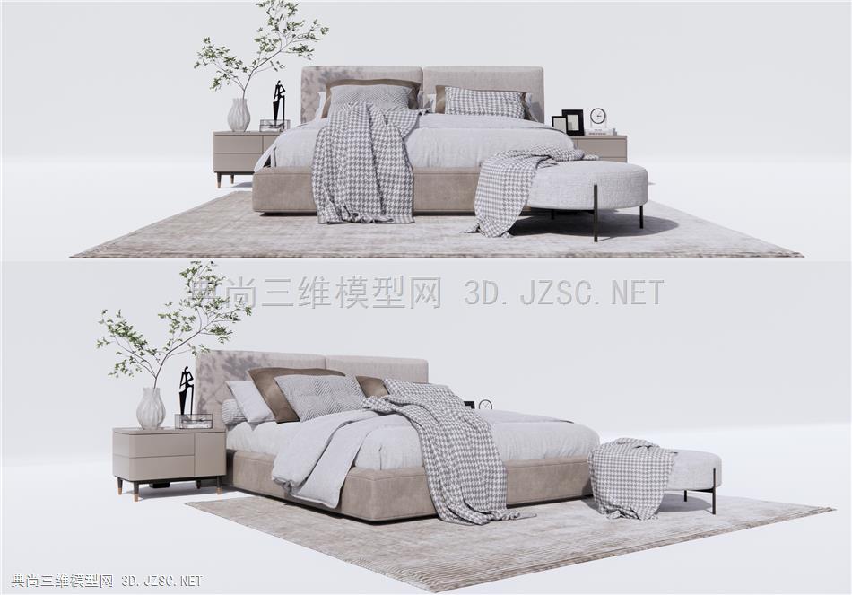 现代双人床 床头柜3