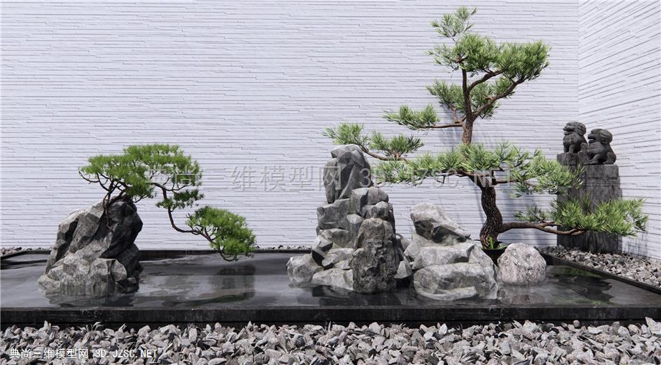 新中式假山水景 玄关小品造景 庭院景观小品 石头1