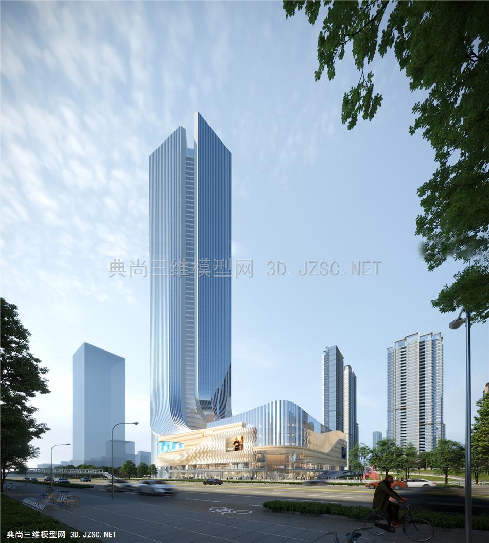 现代风格高层办公楼带底层商业_招商武汉中北路电视机厂项目