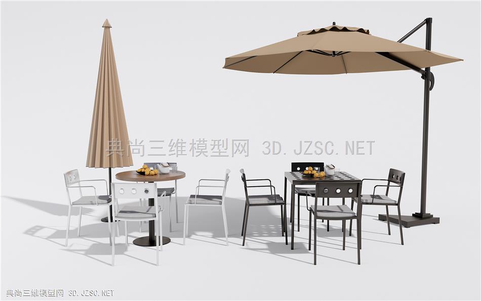 现代铁艺户外桌椅 休闲桌椅 洽谈桌椅 太阳伞1