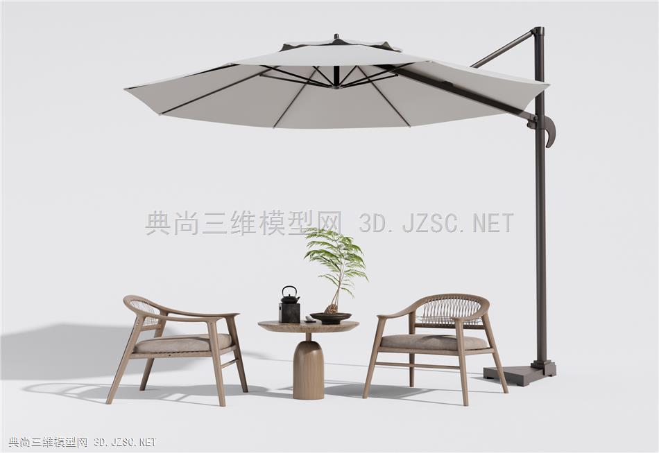 新中式户外椅 休闲椅 户外桌椅 蕨类盆栽