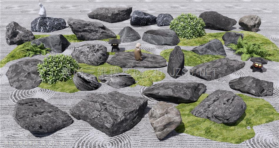 新中式景观石头 庭院置石 造景石 石块 微地形1