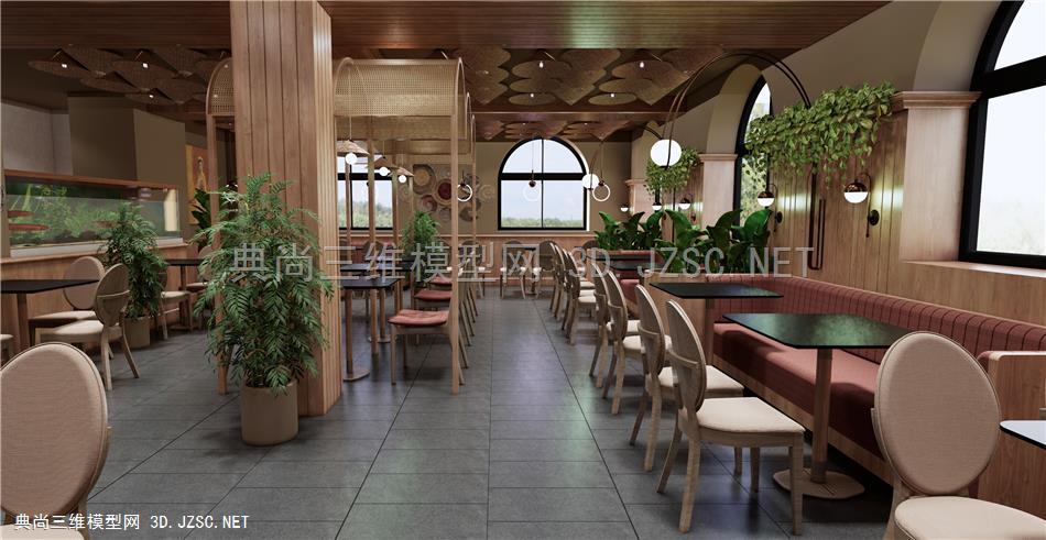 东南亚西餐厅 中餐厅 咖啡厅 茶餐厅 餐饮空间 餐桌椅 植物盆栽