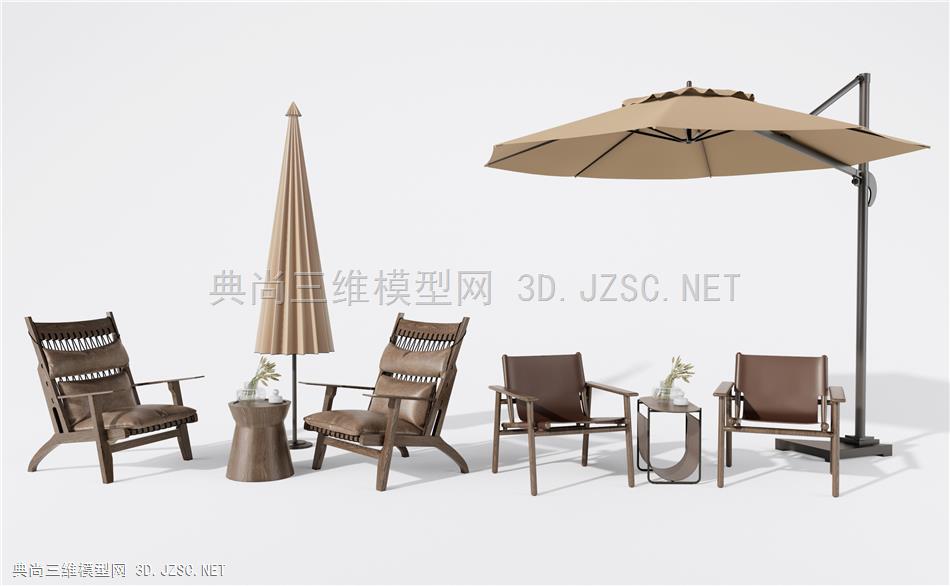 现代户外休闲椅 户外桌椅 太阳伞1